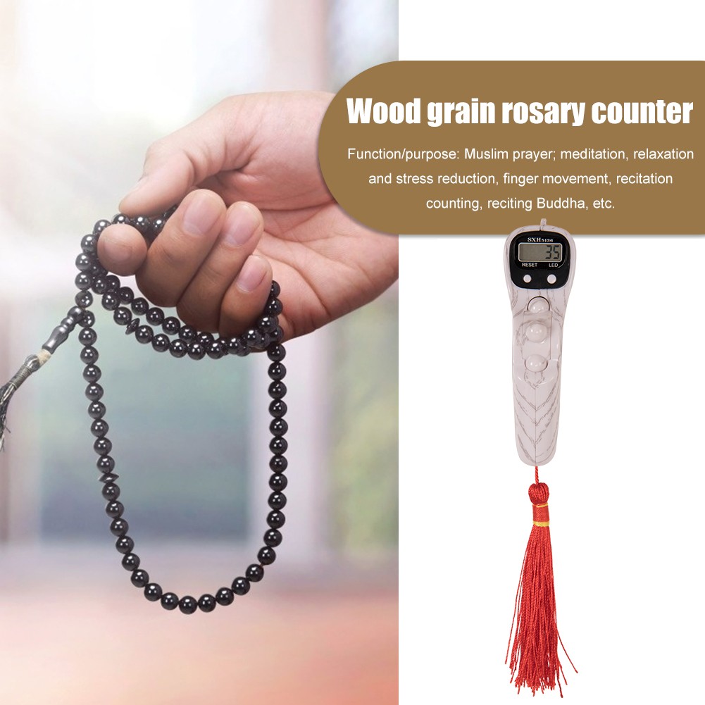 LCD Digital Letter Rosary Beads Record Counter Tassel Finger Game Game Portable Handheld Tassel for Meditation Muslim Prayer