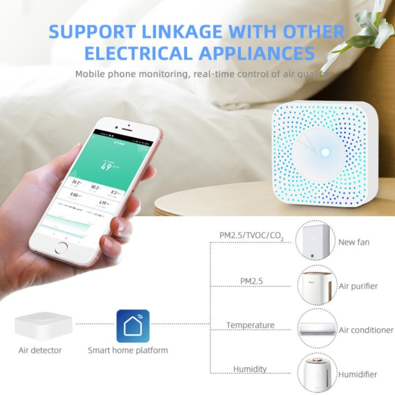 Tuya واي فاي الهواء بتلر/VOC/CO2/درجة الحرارة/الاستشعار الذكي/PM2.5 6in1 كشف جودة الهواء رصد العمل مع جوجل المنزل اليكسا