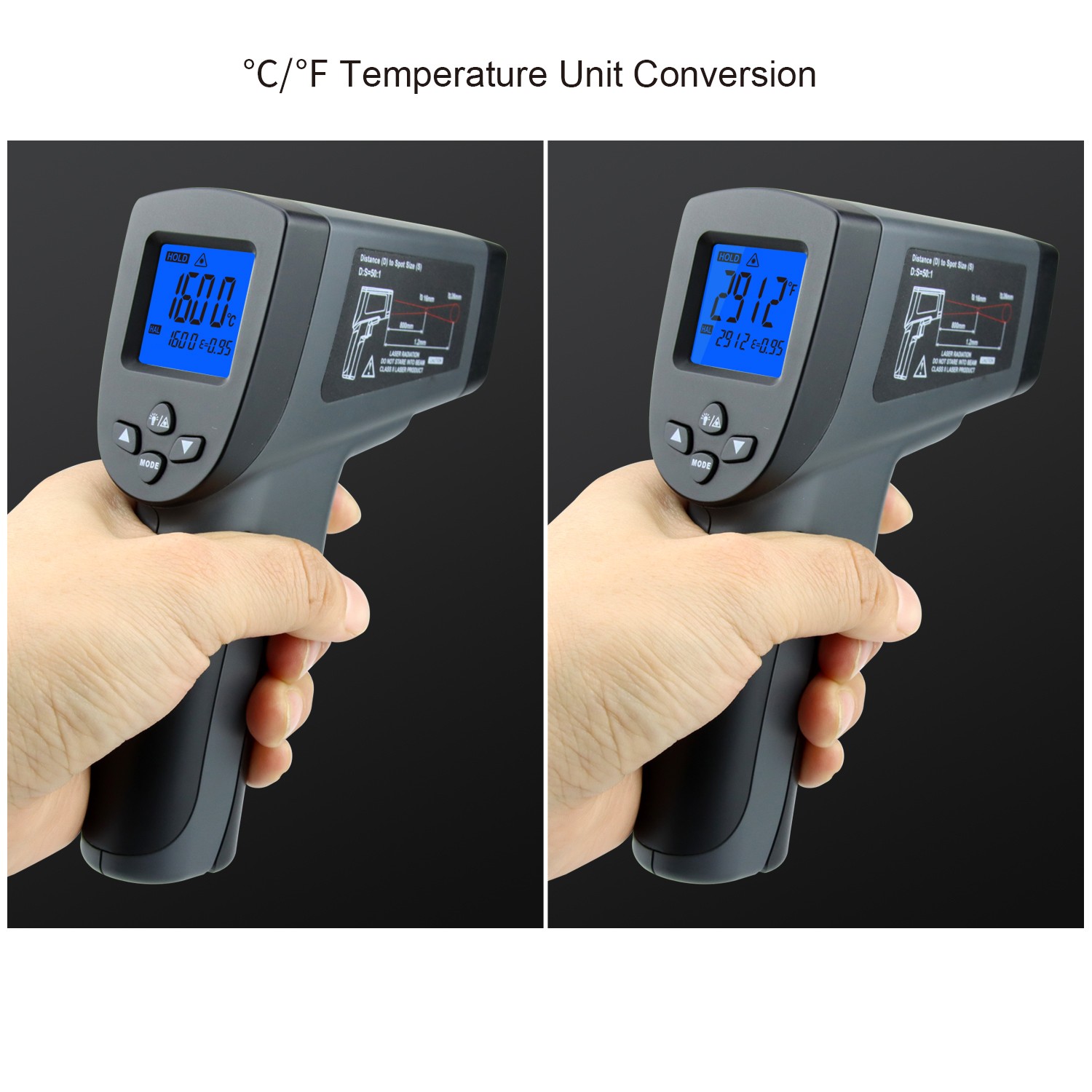 Kaemeasu Infrared Thermometer Professional 50:1 Dual Laser Multifunctional Industry Digital High Temperature Measuring Gun