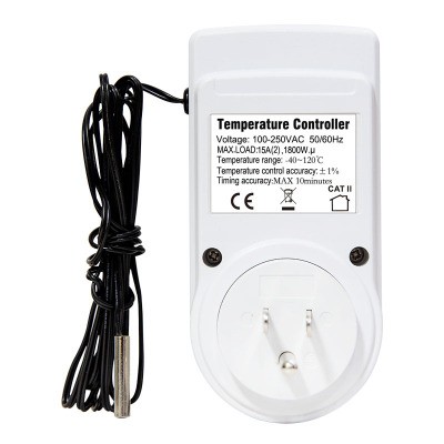 Digital temperature controller, EU socket, thermostat with timer, sensor, thermocouple probe