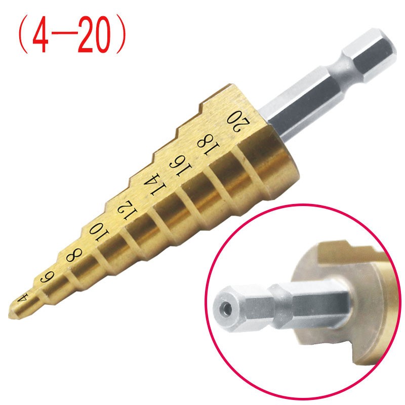 3-12mm 4-12mm 4-20mm Step Cone Drill Bit Hole Cutter Preferred Tool Hex Shank Step Drills Shank Coated Metal Drill Bit for Metal Wood