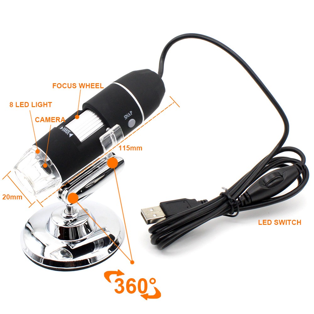 SANHOOII 1000x / 1600x LED USB Digital Microscope Endoscope Camera Microscope For Mobile Phone Repair Skin Hair Examination