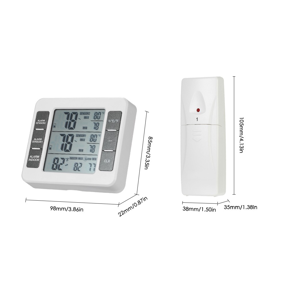 LCD Digital Thermometer Thermometer Weather Station Indoor Outdoor + Wireless Transmitter With C/F Max Min Value Display