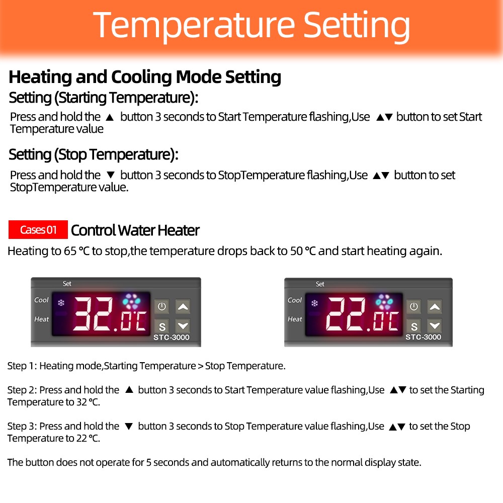 STC-3000 digital temperature controller thermostat thermostat temperature sensor relay heating cooling incubator 40% off