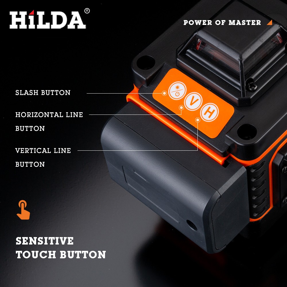 HILDA 12/16 lines 3/4D self-leveling laser level 360 horizontal and vertical cross super powerful green laser level