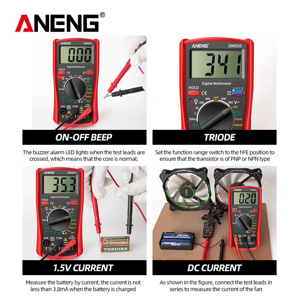 ANENG DM850 Digital Multimeter 1999 Multimeter Professional Automatic AC/DC Electricity Ammeter Meter Current Detector Tool