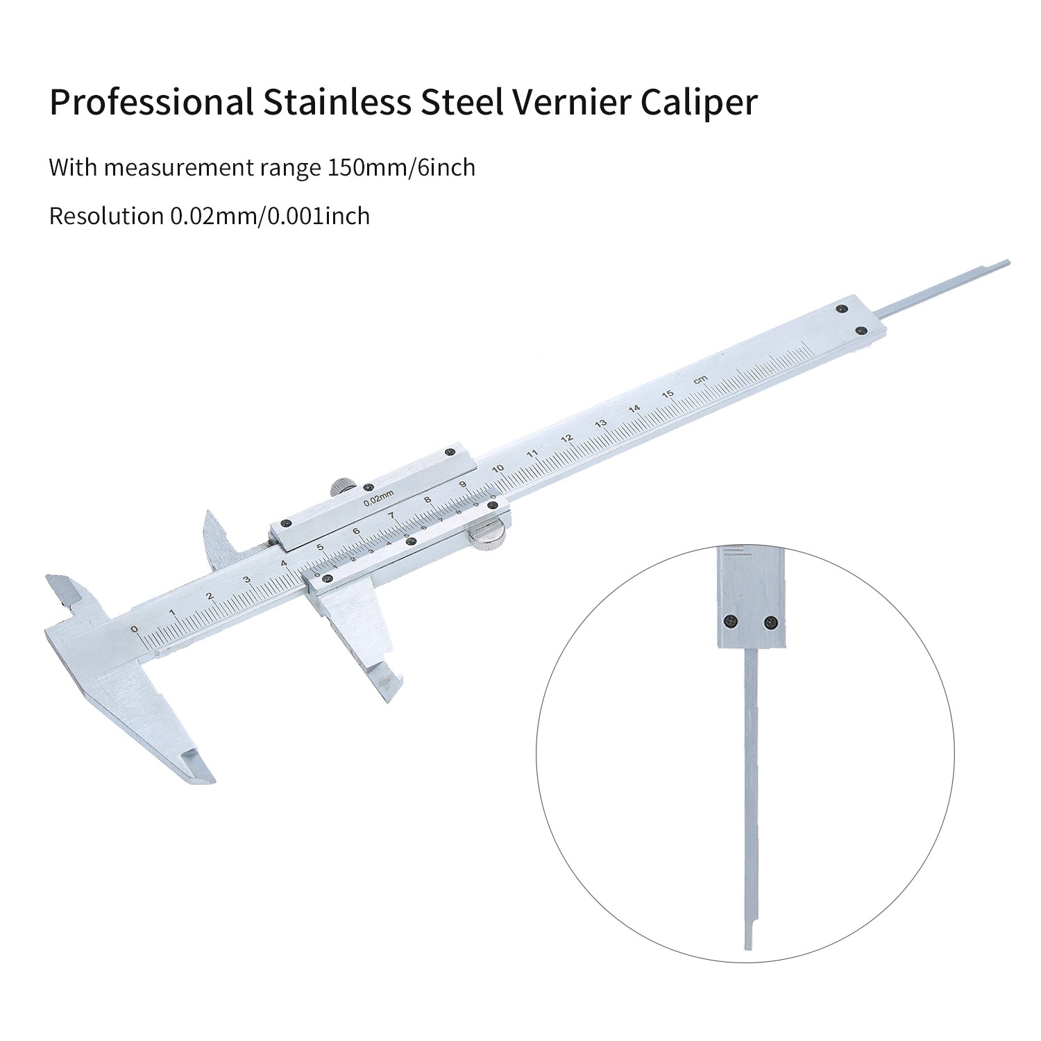 KKMOON 0-150mm Professional Stainless Steel Vernier Caliper Measuring Tool Sliding Scale Ruler Micrometer