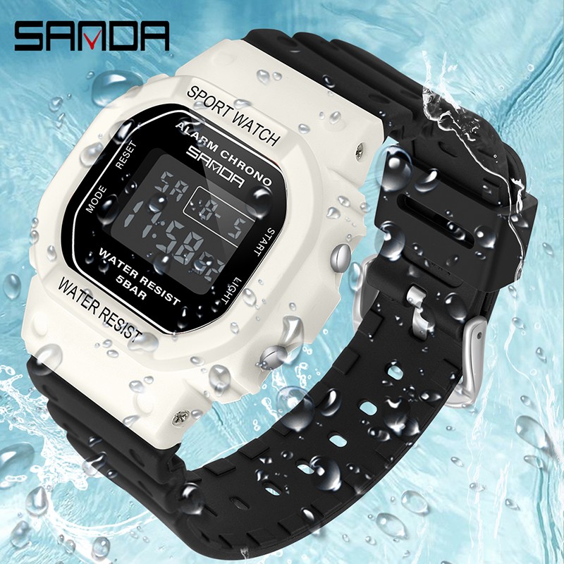 SANDA Fashion Simple Sports Watch Women Casual Military Watches Alarm Clock Shock Resistant Waterproof Digital Watches Female 293