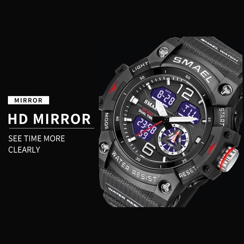 SMAEL 2022 New Men's Watches Dual Time Military Watches 50M Waterproof Men 8007 Shock Resistant Sport Watches Wtach Gifts