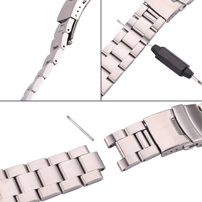 Stainless Steel Curved End Watch Strap Bracelet 20mm 22mm Silver Black Brushed Watches Women Men Metal Watches Accessories