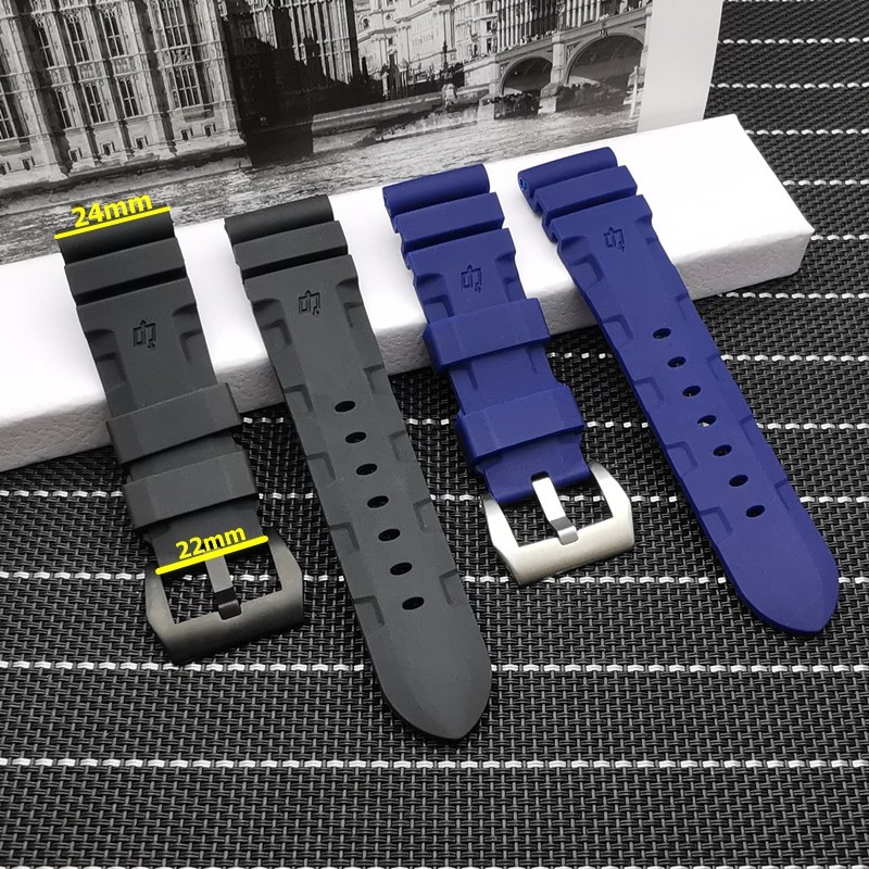 24mm 26mm Waterproof Silicone Rubber Watchband Replacement for Panerai Strap for Panerai Submersible Radiomir Sport Rubber Strap