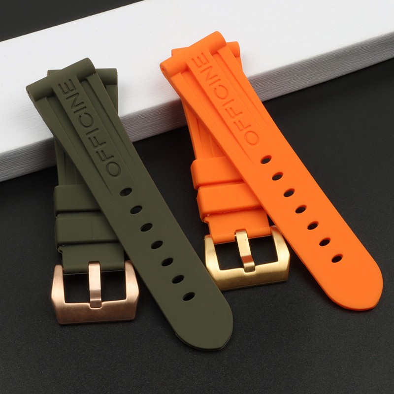 26mm Black Blue Orange Green Silicone Rubber Watchband Replacement for Panerai Strap Pin Buckle Waterproof Watch Accessories