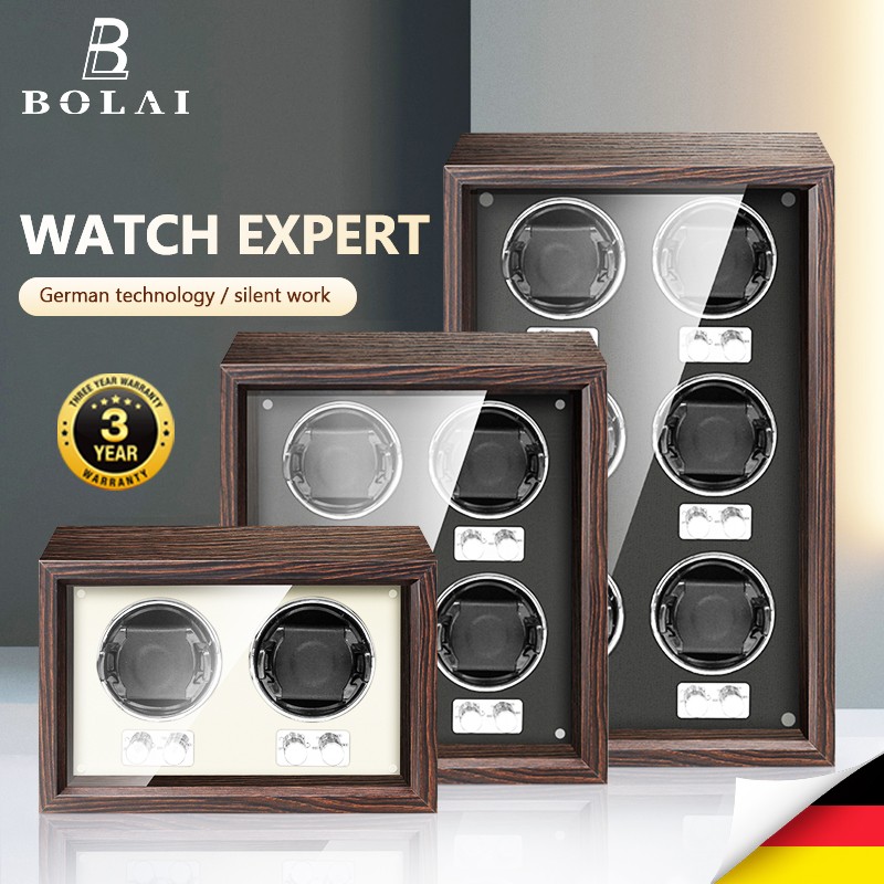 BOLAI luxury brand watch winder wood high-end 2 4 slot automatic watches box with Mabuchi motor watch cabinet watch storage box