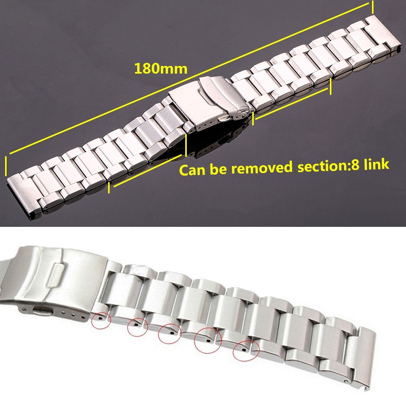 Stainless Steel Watch Band Strap Women Men Metal Watchband Link Bracelet 18mm 20mm 22mm 24mm Accessories Silver Rose Gold Black