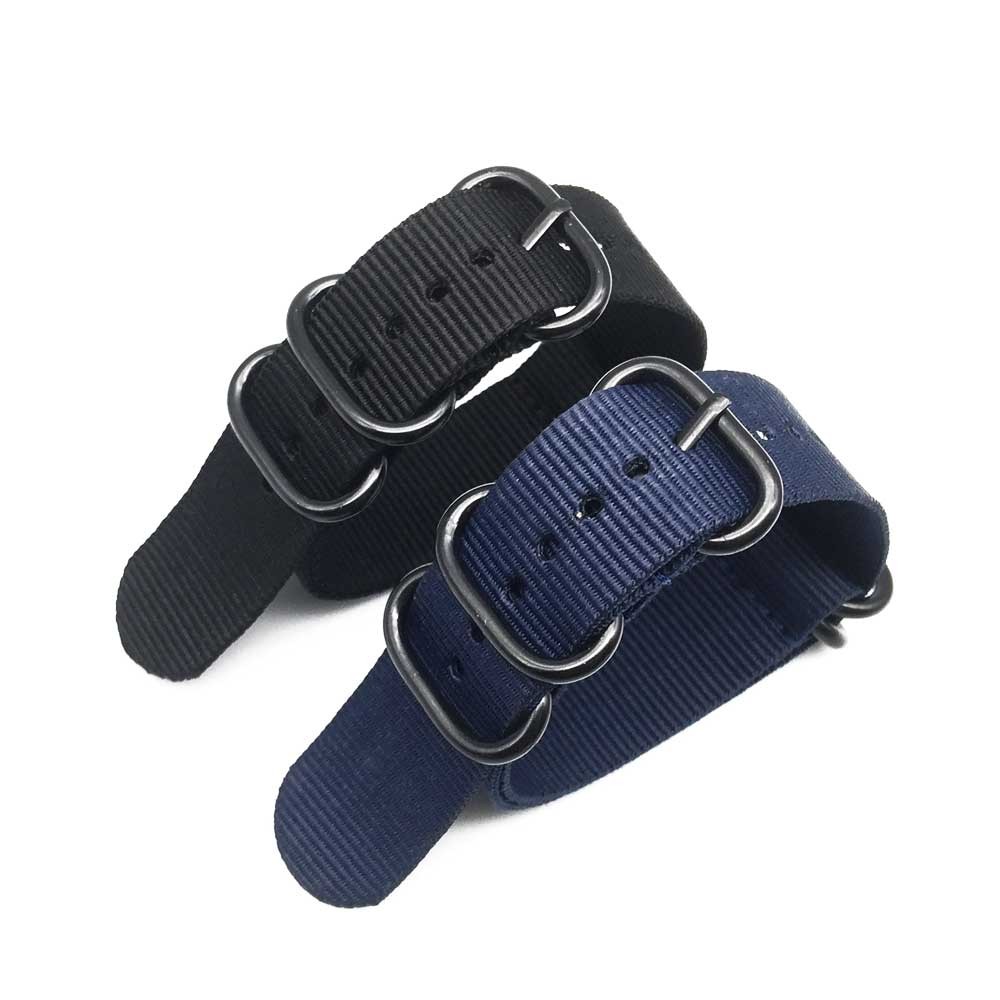 NATO Nylon Strap 20 22 24mm Bracelet Solid Military NATO Fabric Nylon Watch Strap Woven Zulu Straps Bands Belt Buckle Black