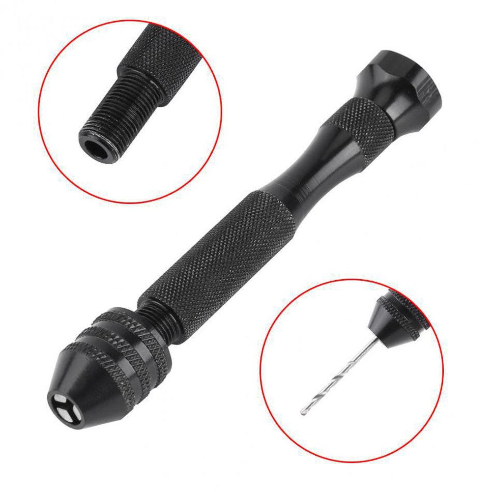 Mini Micro Aluminum Hand Drill Woodworking Drill Rotary Hand Drill Manual With Keyless Chuck HSS Twist Drill Bit Tools