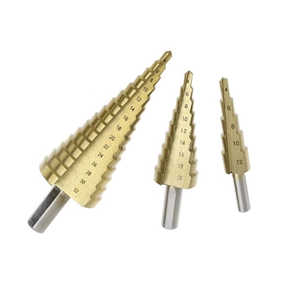 4 -32mm HSS Titanium Coated Metal Hex Core Drill Bits High Speed ​​Steel Step Drill Bit Set Cone Hole Wood Cutter Metric Taper