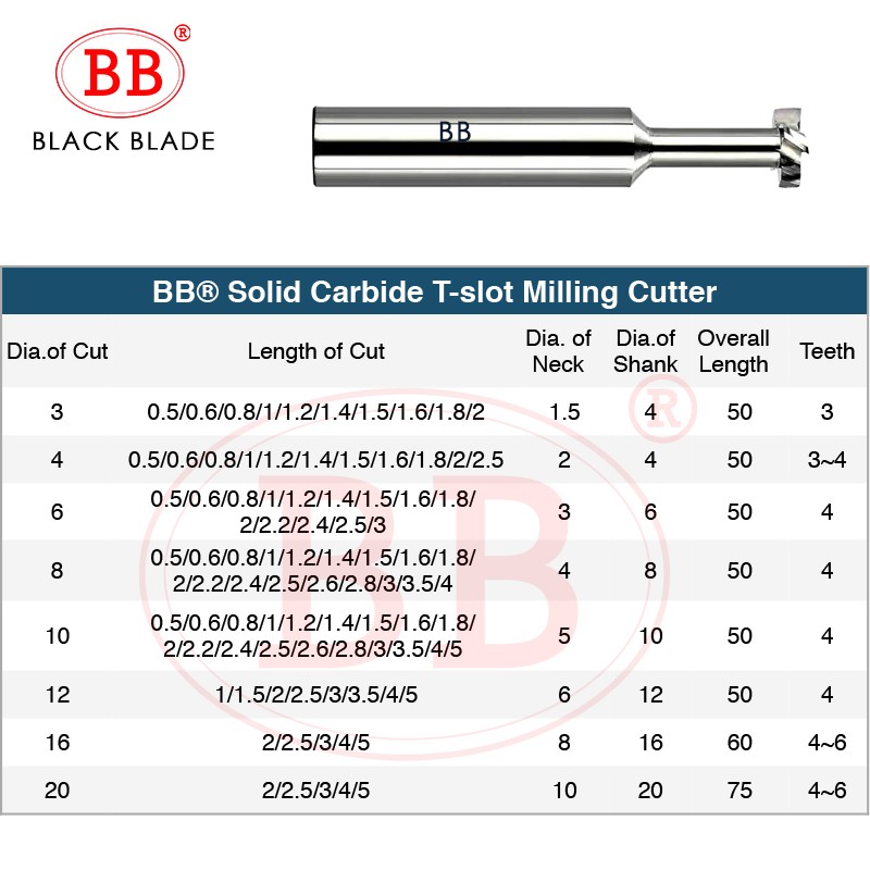 BB-قاطع تفريز بفتحة T ، أداة CNC ، معدن الفولاذ ، النحاس ، 3 مللي متر ، 4 مللي متر ، 6 مللي متر ، 8 مللي متر ، 10 مللي متر ، 12 مللي متر