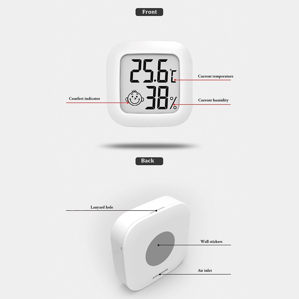 Mini indoor temperature hygrometer easy to read digital hygrothergraph Precision measuring instrument Practical easy to install