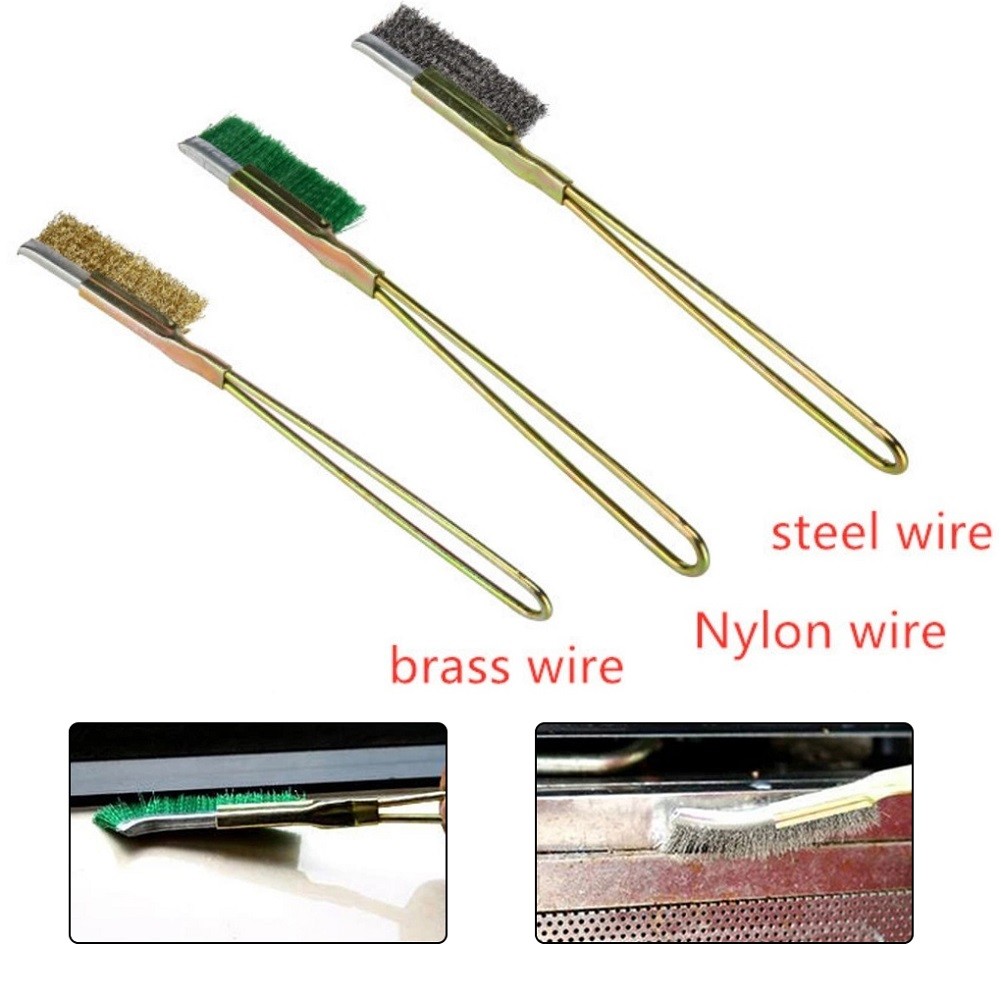 1pc Hard Copper Wire Nylon Brush Small Micro Brushes Rust Remover Paint Removal Metal Cleaning Polishing Burp Brush