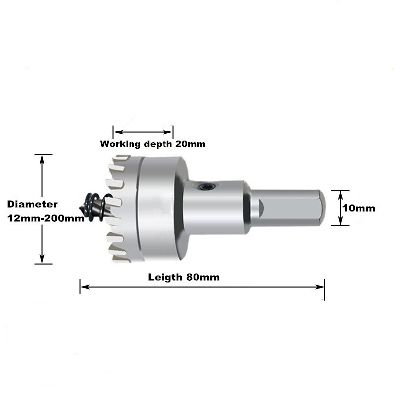 SANAI TCT-Drill Bit, Wood Cutter, Steel Plate, Iron Alloy, Metal, Stainless Steel, 12 - 200mm