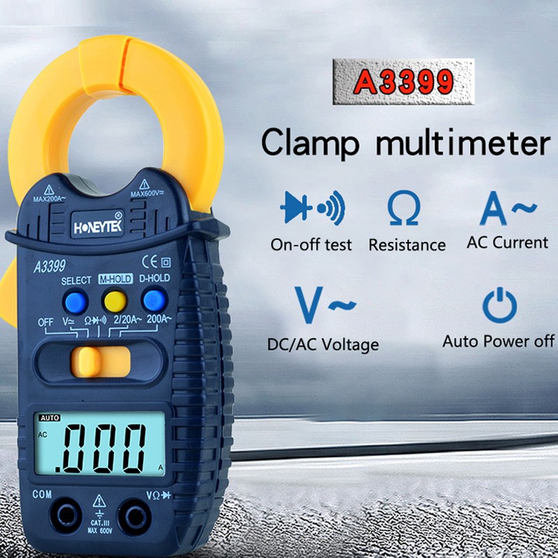 A3399 Digital Clamp Multimeter Smart Meter Tester AC/DC Voltage Resistance Capacitance Frequency Tester Detector