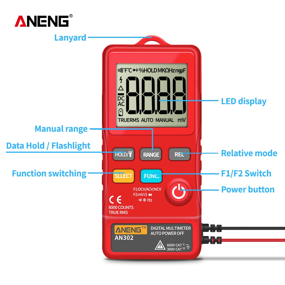 ANENG 8000 Digital Multimeter AN302 Rms multímetro transistor tester professional digital multimeter metro meter