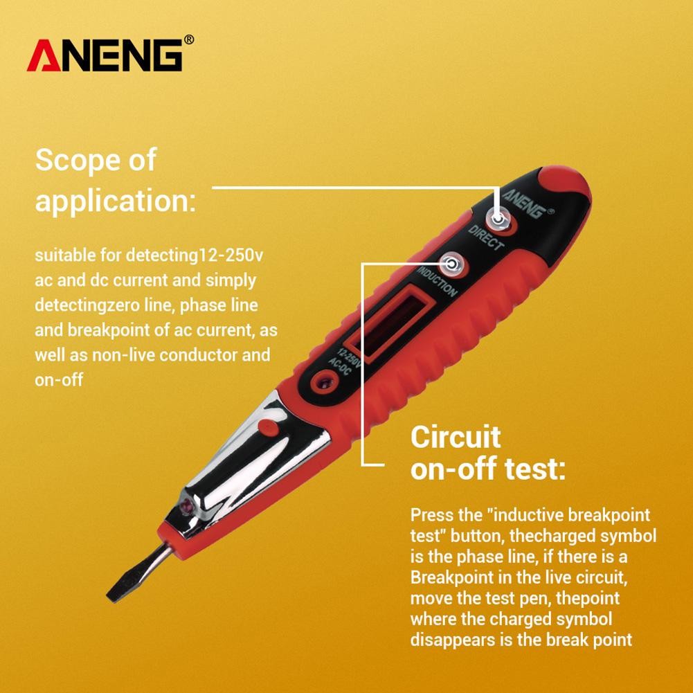 ANENG AC DC 12-250V Tester Digital Tester Pencil Non-contact saft Electric Test Pen LCD Display Screwdriver Voltage Indicator