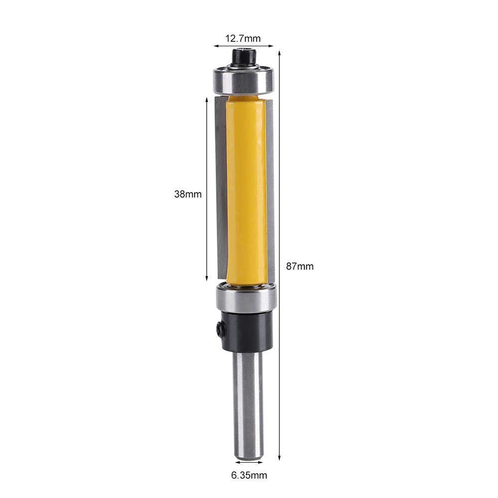 1/4" Shank Milling Cutter Straight Router Bit with Up and Down Bearing Double Bearing Trimming Cutter Woodworking Tools