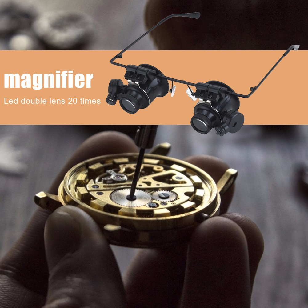 Third Eye Helmet Hand Helmet Magnifying Handheld Magnifier Glasses Loupes LED 20X Magnifying Glasses for Jewelry Repair