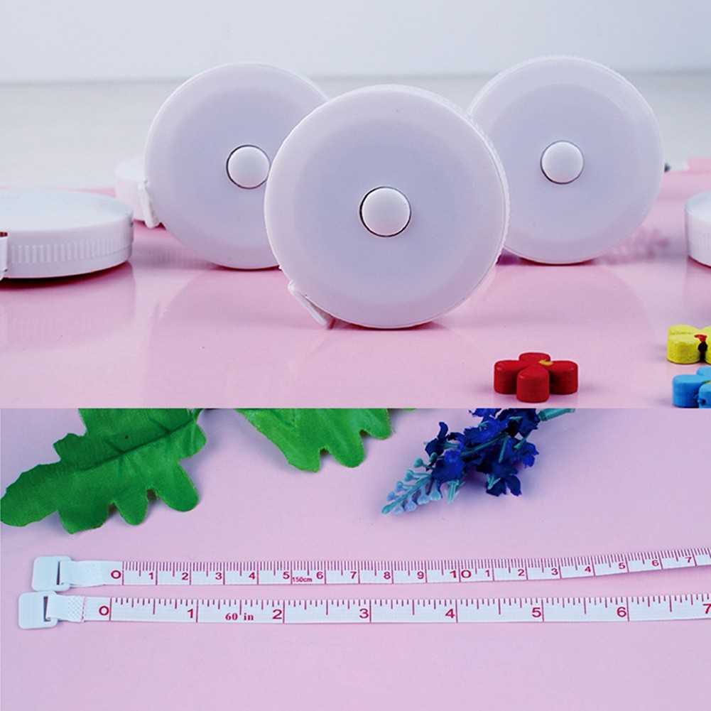 Soft Sewing Tailor Tape Measure Retractable Body Height Measuring Device White For Waist Circumference Sewing Tailor Roll Tape