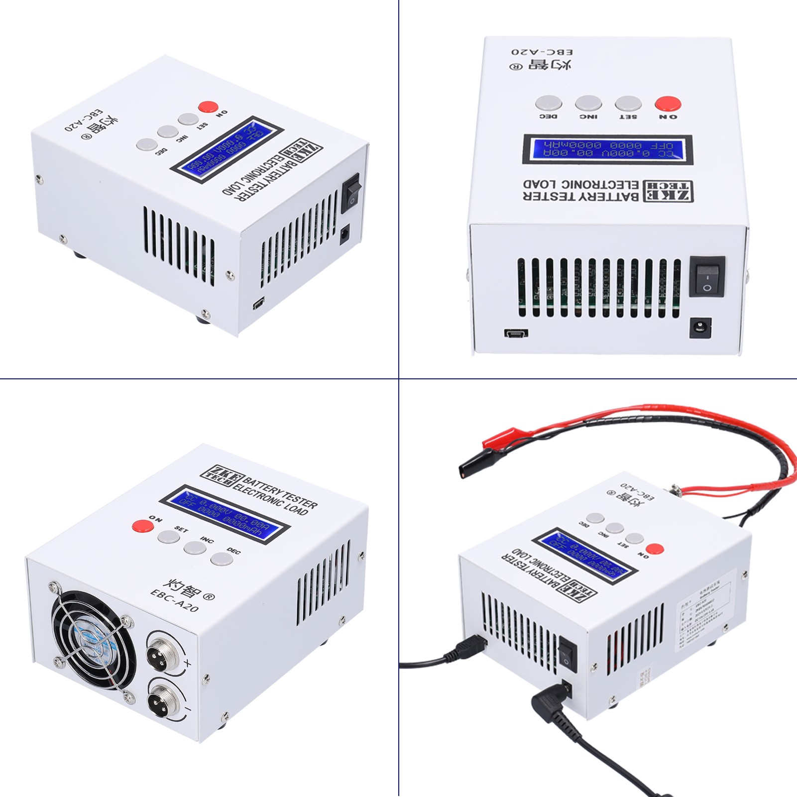 EBC-A20 30V Battery Capacity Tester 20A 85W Lithium Lead Acid Batteries Tester 5A Charge 20A Discharge Support PC Program Control