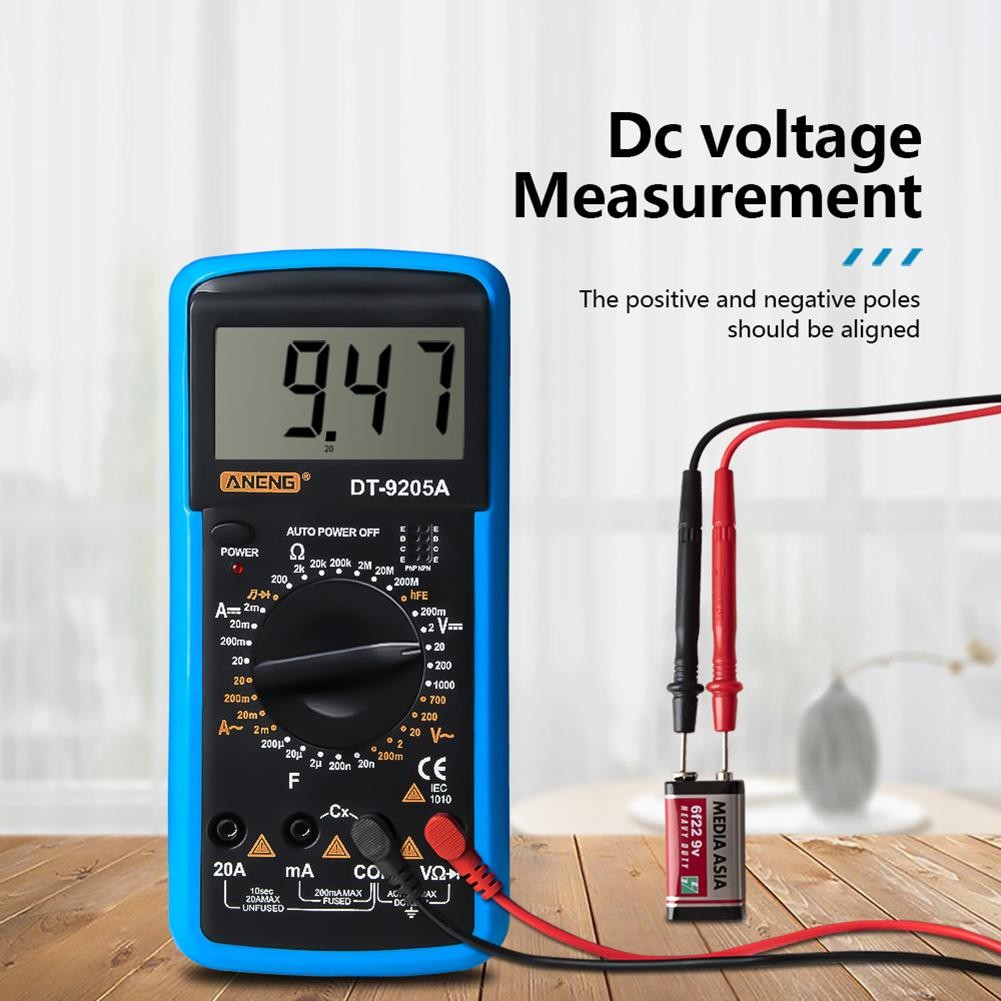 ANENG DT-9205A الفولتميتر الرقمي الحالي الجهد متر جهاز اختبار المقاومة يده مقياس التيار الكهربائي المقاومة السعة