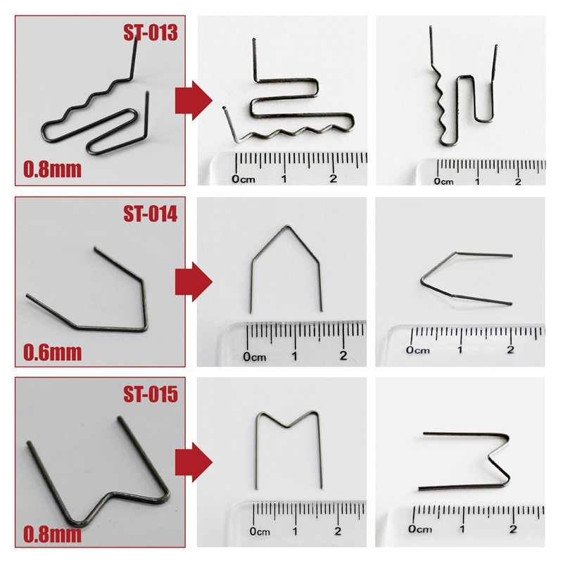 1500pcs Repai Bumper Assorted Hot Staples 0.6mm 0.8mm Standard Flat Wave Plastic Fender Repair Welding Wire Solder Clips