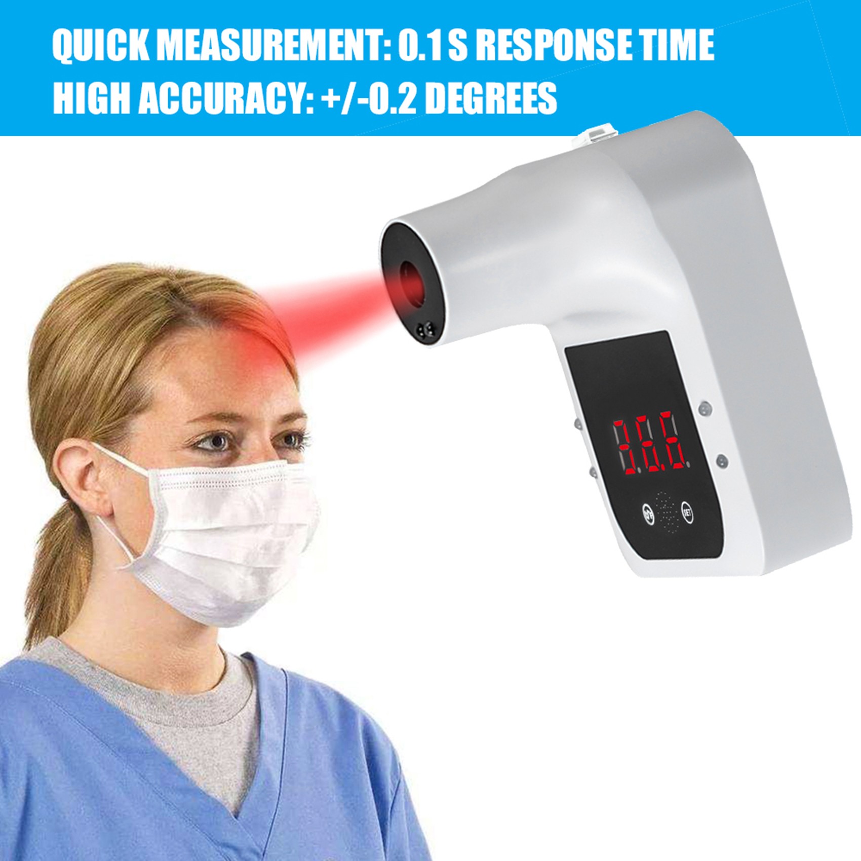 Auto Voice Alarm System Thermometer Non-Contact Wall Hanging Infrared Thermometer Forehead Thermometer °C/°F Switch Thermometer