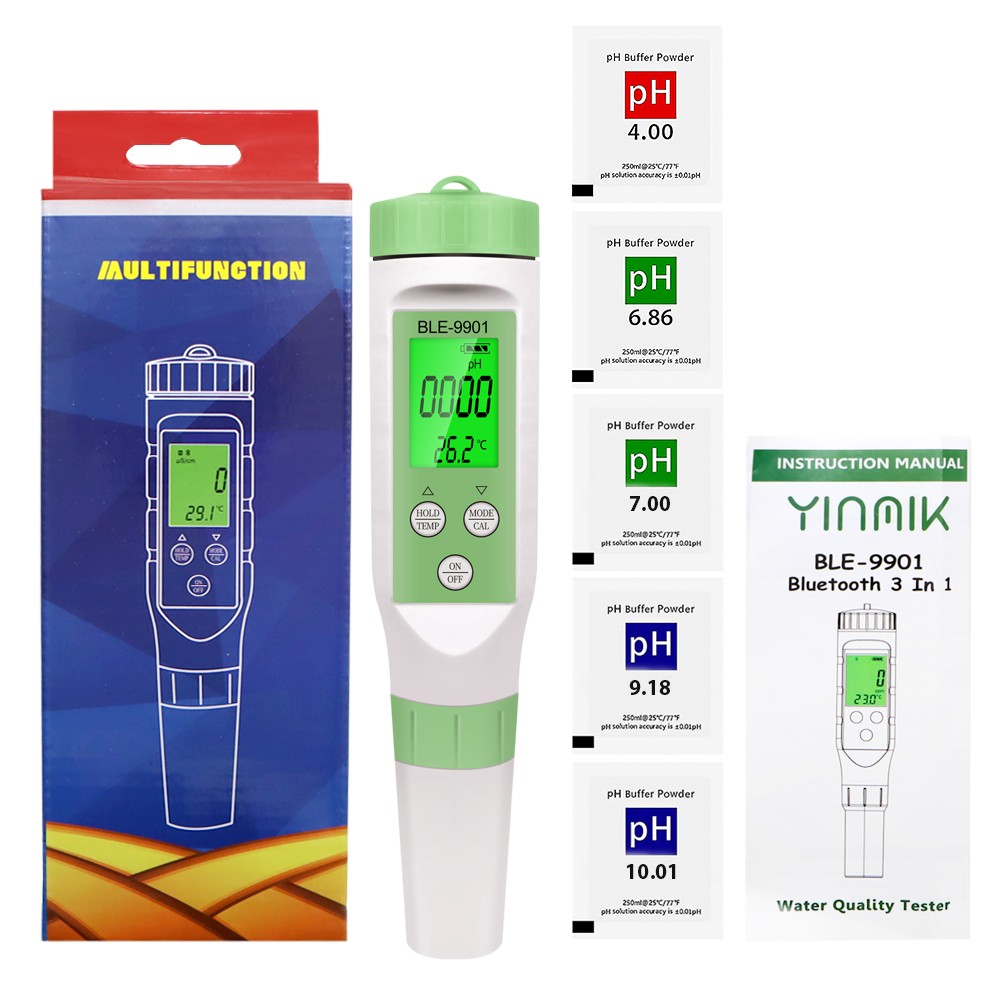 Blue Teeth 3 in 1 TDS Temperature PH Meter Digital Water Quality Tester Smart Online Monitor APP Control for Aquariums Swimming Pool