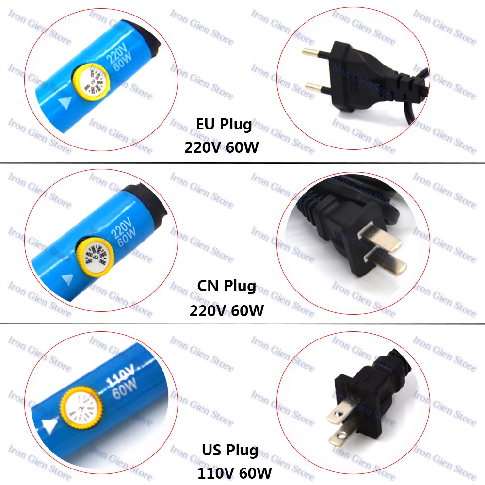 EU/US Electric Soldering Iron Kits 220V 110V 60W Temperature Adjustable Welding Gun Repair Tool with Tin Sodder Wire 5 Tips Iron