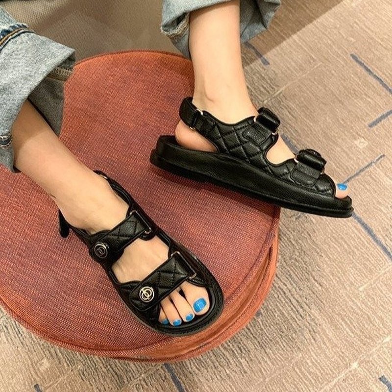 Women's Faux Leather Skirt Female Sandals 2020 Summer Fashion Sports Joker Flats For Women Ins Rome Platform Sandals Women