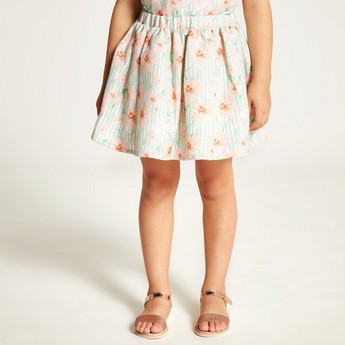 Juniors Floral Print Top and Skirt Set