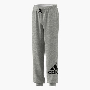 adidas Logo Print Track Pants with Drawstring Closure and Pockets