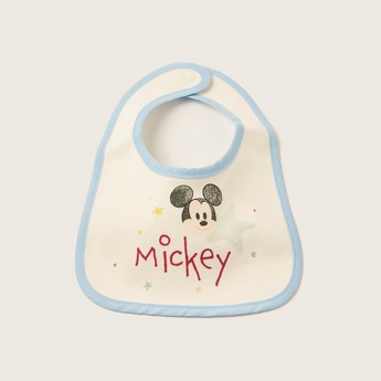 Disney Mickey Mouse Print Bib with Snap Button Closure - Set of 6