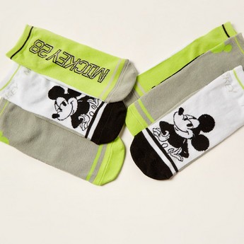 Disney Mickey Mouse Print Ankle Length Socks - Set of 3