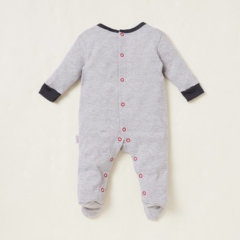 Mickey Mouse Print Closed Feet Sleepsuit with Long Sleeves