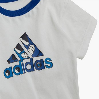 adidas Print Round Neck T-shirt and Joggers Set