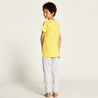 Juniors Printed Round Neck T-shirt and Pyjama Set