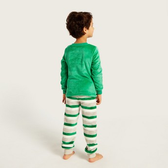 Juniors Graphic Print T-shirt and Striped Pyjamas Set