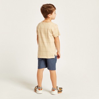 Checked Round Neck T-shirt and Shorts Set