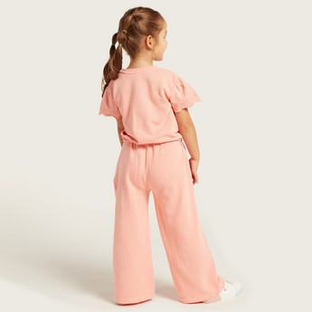 Juniors Solid Top and Full-Length Pants Set