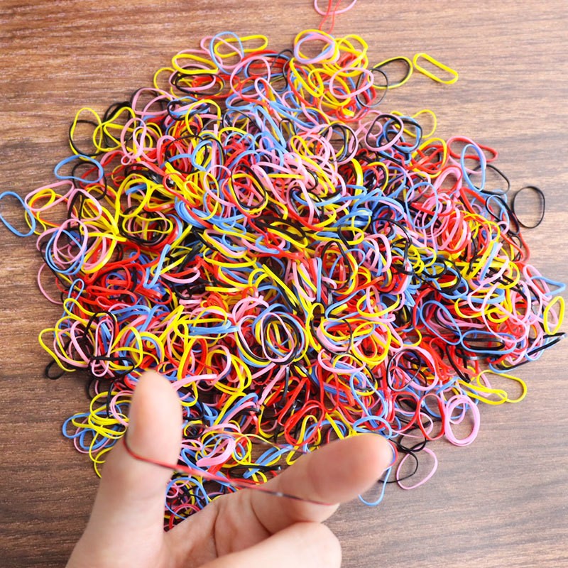 1000pcs Disposable Rubber Band Hairband For Kids Ponytail Hair Ties Colorful Elastic Hair Bands Baby Hair Accessories