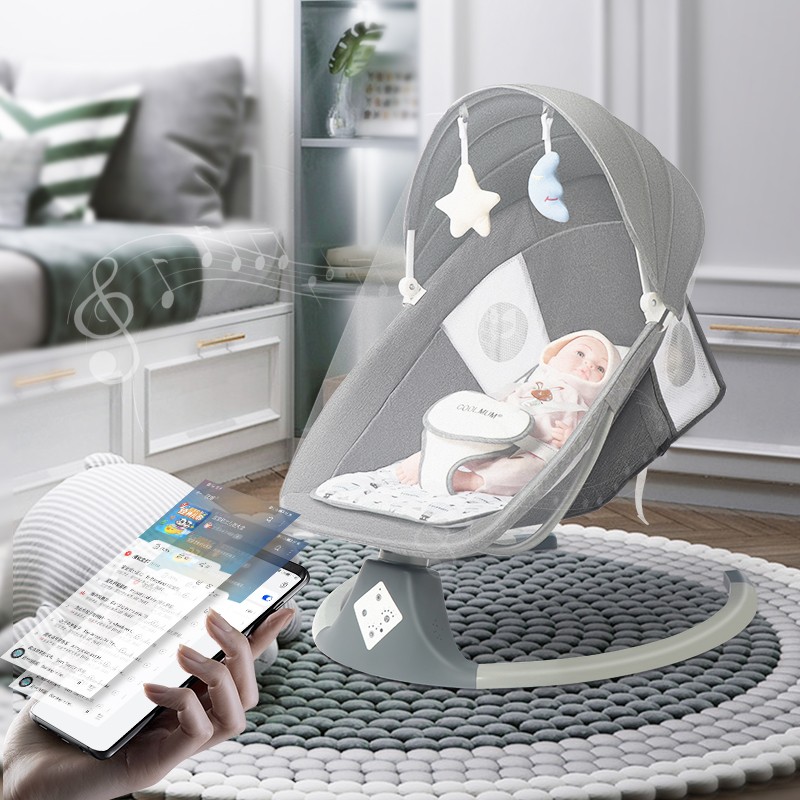 High quality luxury baby rocking chair new style smart bluetooth electric cradle bed with music intelligent swing newborn shaker